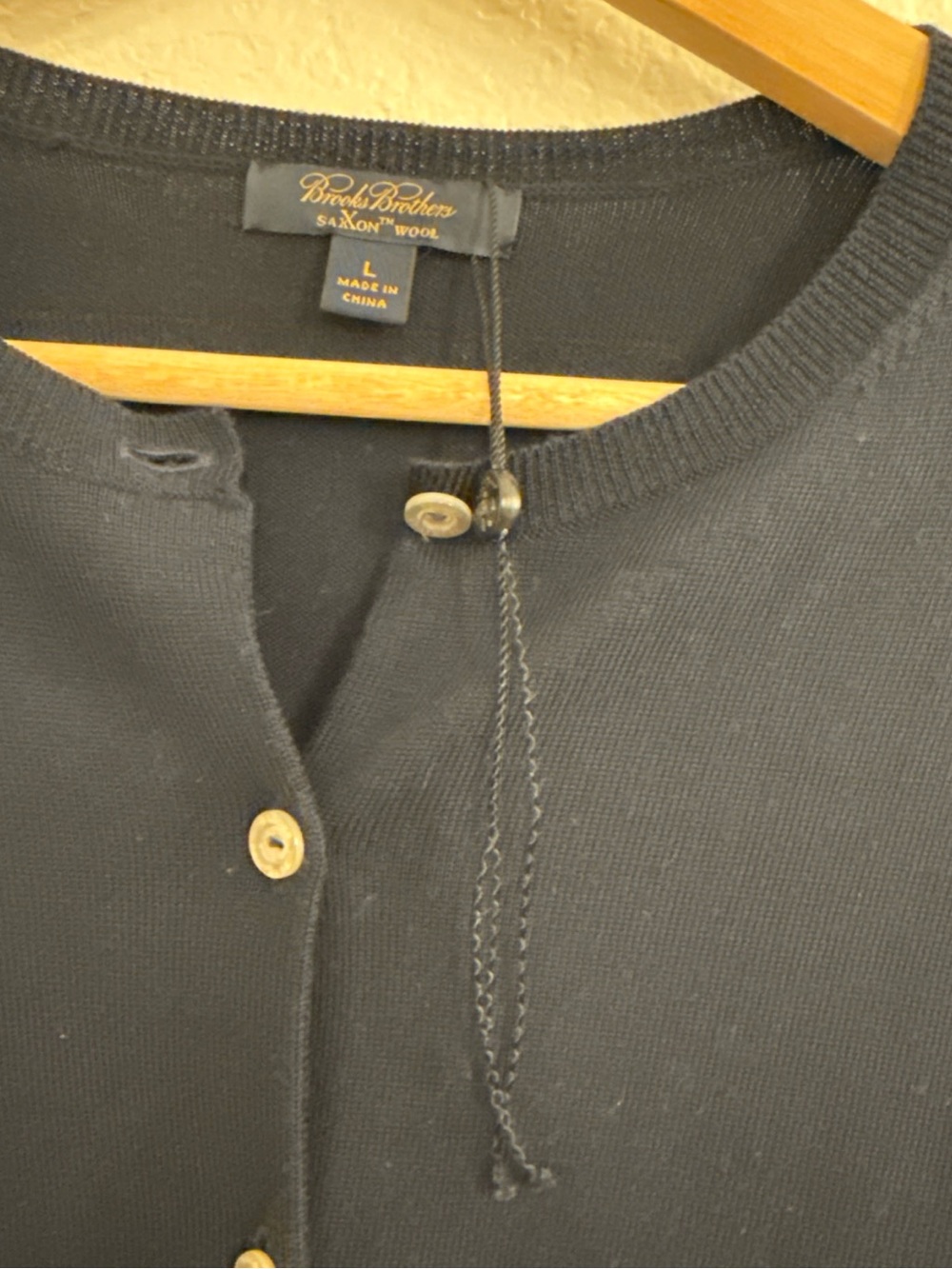 Brooks Brothers Cardigan Sweater Womens Large Navy Blue Saxxon Wool Crew Neck - Picture 5 of 13